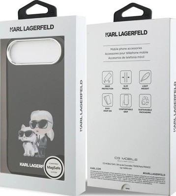 Karl Lagerfeld IML Aquarelle Karl and Choupette Case for iPhone 17 Air Black