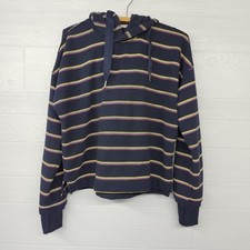 Abercrombie  Fitch Black Striped Boxy Hoodie Womens Size Medium