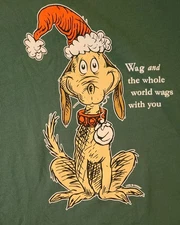 New Mens Large Life Is Good Santa Hat Dog Wag The World Wags With You Christmas 