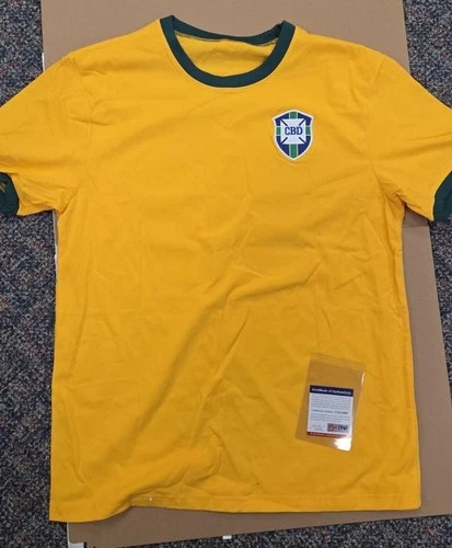 Pele Signed Brazil Soccer Jersey PSA/DNA AUTO COA Sz L