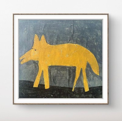 Original  Mixed Media 9x12 Contemporary Abstract Wolf on Paper, Holly Hammond