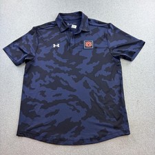 Auburn Tigers Polo Shirt Mens Large Blue NCAA Football Under Armour Camo