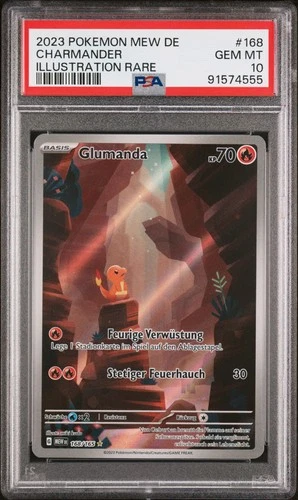 2023 POKEMON GERMAN MEW DE CHARMANDER ILLUSTRATION #168 Grade 10 PSA PTCG Card