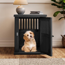Dog Crate Furniture End Table - Decorative Corner Dog House Table for Small to M