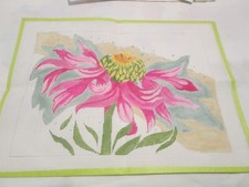 LARGE FLOWER-HANDPAINTED NEEDLEPOINT CANVAS