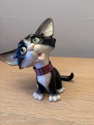 Little Paws ''Fizz'' schwarz-weiße Katze Figur 5,25'' hoch Keramik Statue 