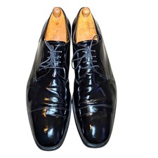 PRADA Luxury Black Cap-Toe Derby Shoes (Brushed Leather) - Excellent Used...