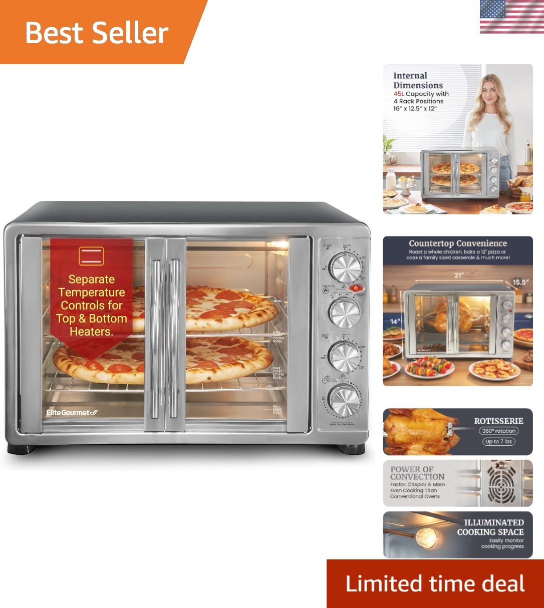 - Bake, Broil, Toast & Rotisserie Effortlessly