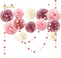 Nicrolandee Seidenpapier Pompons Deko 15 StüCk, Altrosa Tissue Papier Pom Poms U