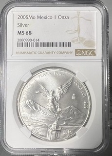 Messico 2005 Argento Libertad Onza 1. Ozt NGC MS 68.