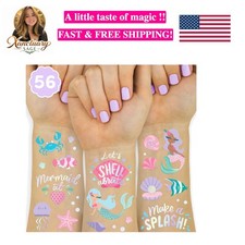 Under The Sea Mermaid Temporary Tattoos - 56 Iridescent Foil Styles  Kids Bi...