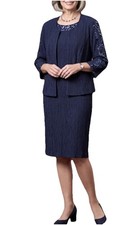 WOMEN WEDDING MOTHER BRIDE/GROOM DRESS JACKET SET 22W CRINKLE SEQUINS EMBROIDERY
