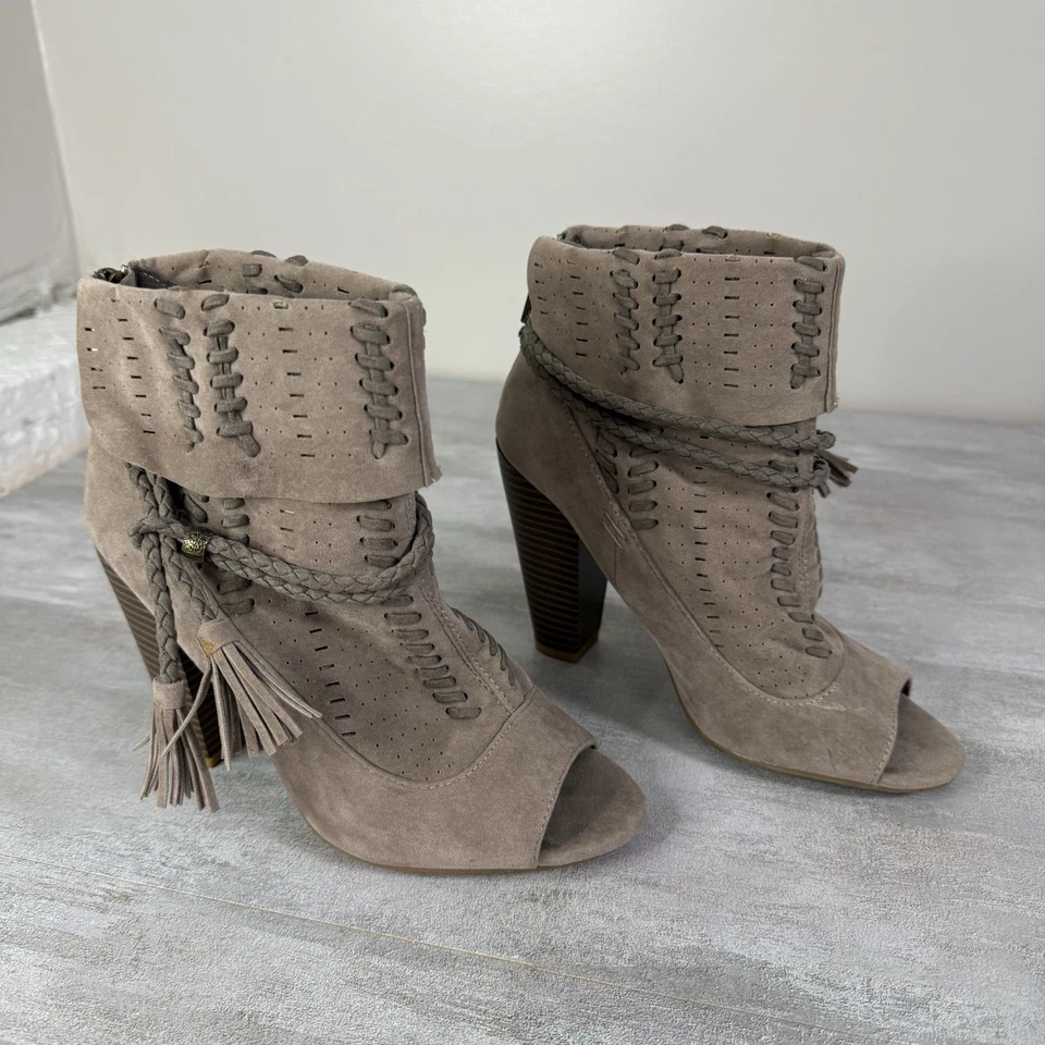 Botín para mujer marrón con cremallera y cremallera en el tobillo con recortes de gamuza sintética de bambú talla 6 Foto 2 de 4