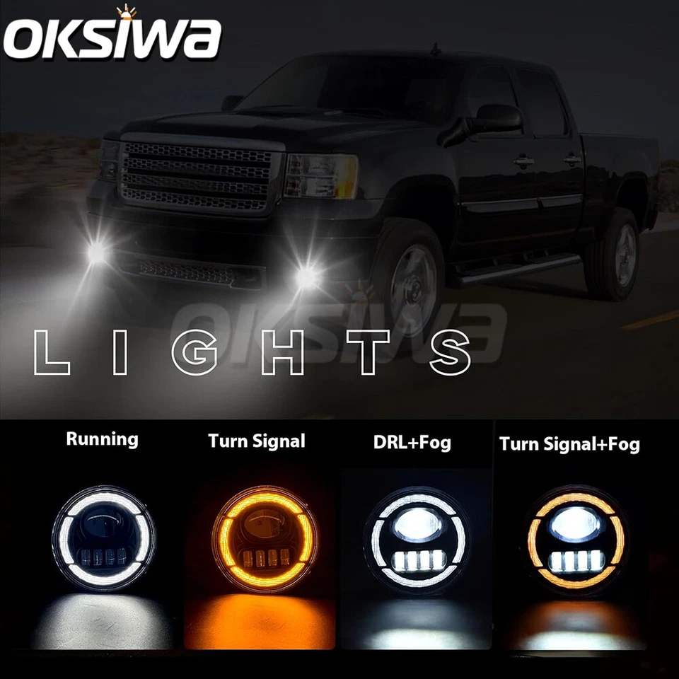 Par de luces antiniebla LED + DRL para GMC Sierra 1500 2007-2013 2007-2014 2500HD 3500HD Foto 2 de 4