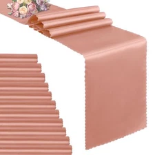 12 Pack Satin Table Runners 12 x 72 Inches Long Rose Gold Table Runners Weddi...