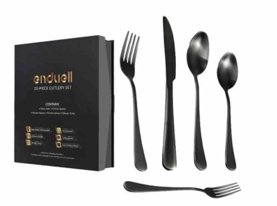 Limited time offer! Matt Black 20Pc Cutlery set StainlessSteel Kitchen Utensils 
