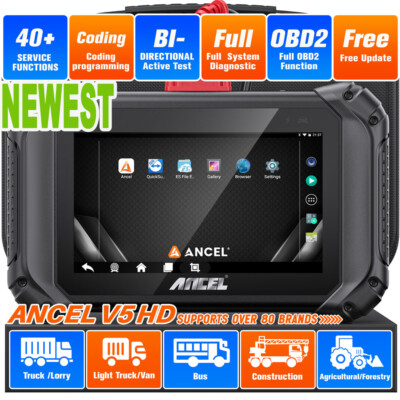 ANCEL V5 HD Vehicle Heavy Duty  ECU Coding BI-Directional OBD2 Diagnostic Tool