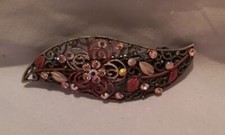 Vintage Filigree Floral Hair Clip With Rhinestones Barrette For Women