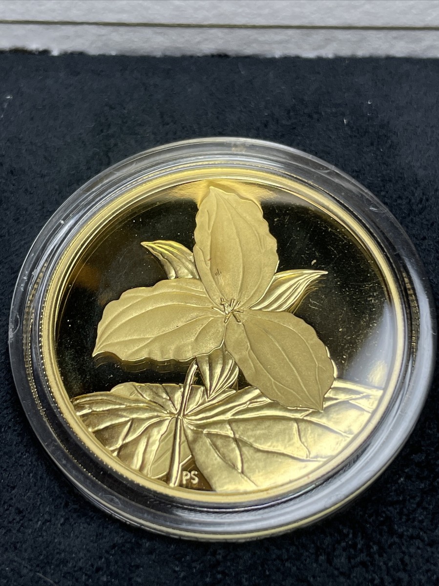 2003 CANADA $350 DOLLARS 99999 , 24K GOLD COIN, WHITE TRILLIUM