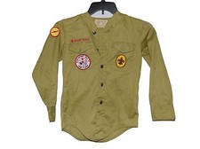 Vintage 70's Green Long Sleeve Boy Scout Uniform Top Small Medium Boys