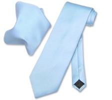 Vesuvio Napoli Solid BABY BLUE Color NeckTie  Handkerchief Men's Neck Tie Set
