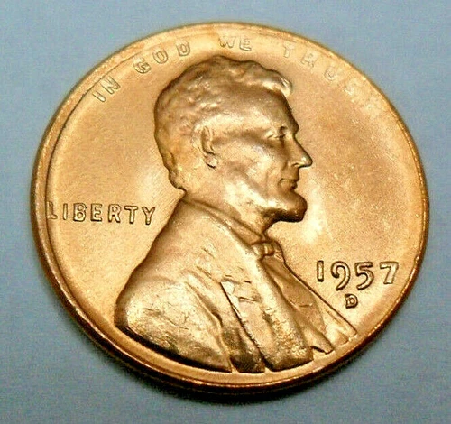 1957 D Lincoln Wheat Cent / Penny *BU / MS RED - MINT STATE RED* *FREE SHIPPING*