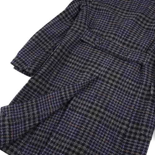 Drumohr Gray-Blue Layered Plaid Wool Overcoat 40R (Eu 50) Outer Coat NWT image 7