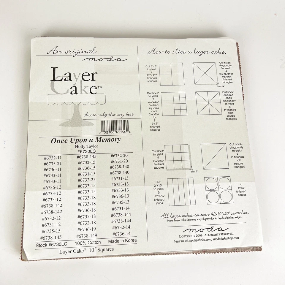 Moda "ONCE UPON A MEMORRY" Layer Cake 42 10" Quilt Fabric - Holly Taylor 6730LC - Image 4 of 4