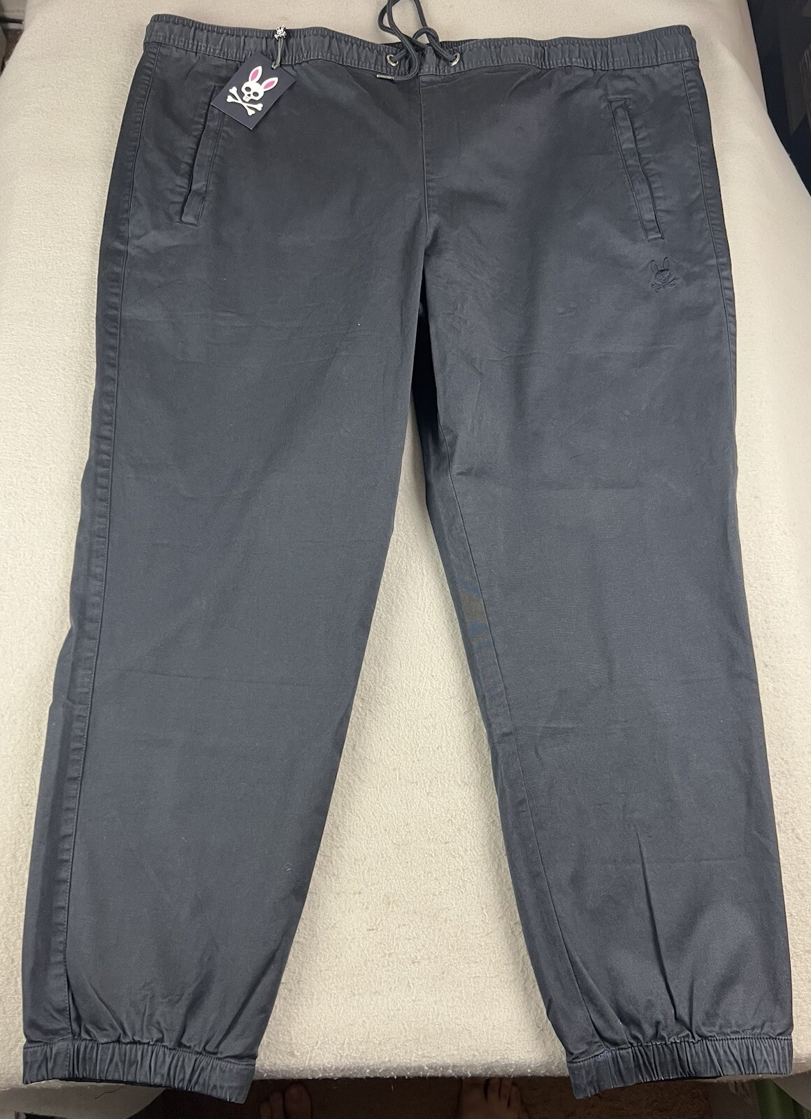 Psycho Bunny Men's Navy Blue Cotton Jogger Pants Size 3XL with Drawstring NWT