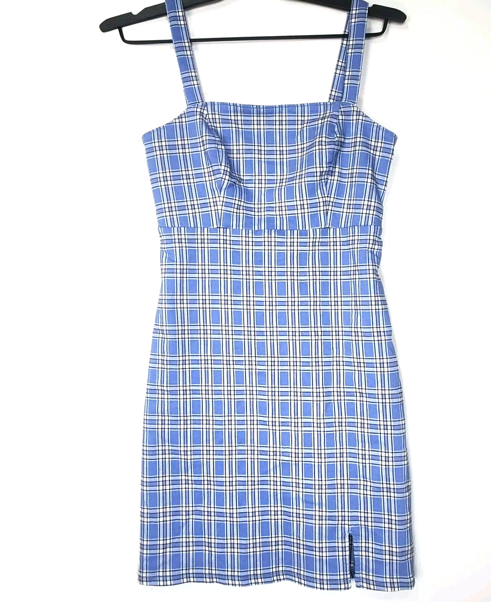 Hollister Checked Dress Baby blue White Womens Sz XS 90s