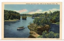 1950 Tour Boat & Islands "Inkstand & Sugar Bowl" in The Dells Wisconsin River WI