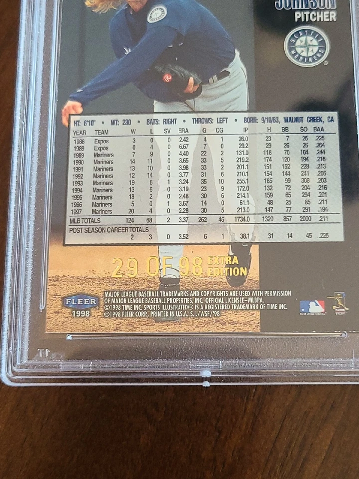 1998 Sports Illustrated Randy Johnson W/S Fever Extra Edition PSA 9 Mint 29/98 - Image 3 of 3