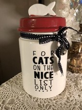 Cat Treat Jar Canister with  lid Super Cute Kitty Cat Treat Jar