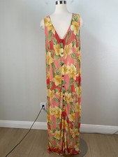 Vintage Tommy Bahama Womens Medium Floral Sheer Maxi Coverup Dress Sleeveless