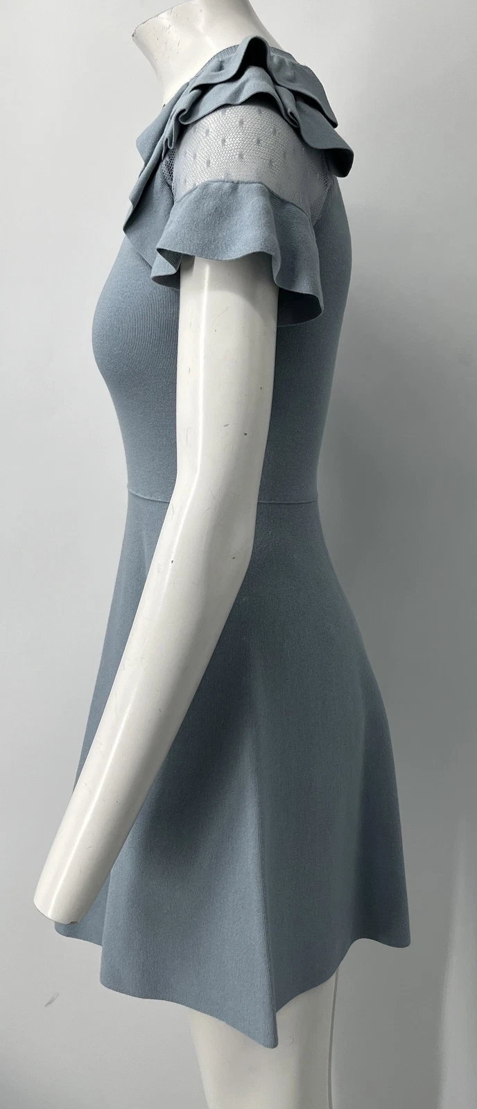 Mini Abito Rosso Valentino Point D'esprit Rifinito A Maglia Stretta Blu taglia S