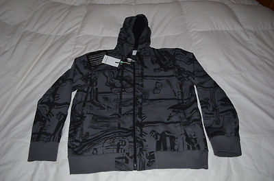 Authentic Energie Sixty Black Gray Mens Hoody Size XL!