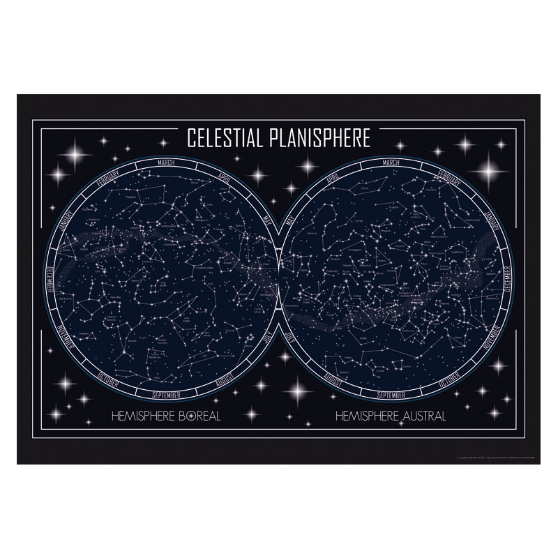 Celestial Planisphere Poster A3 42x29cm BLPA3P48 Star Chart Map