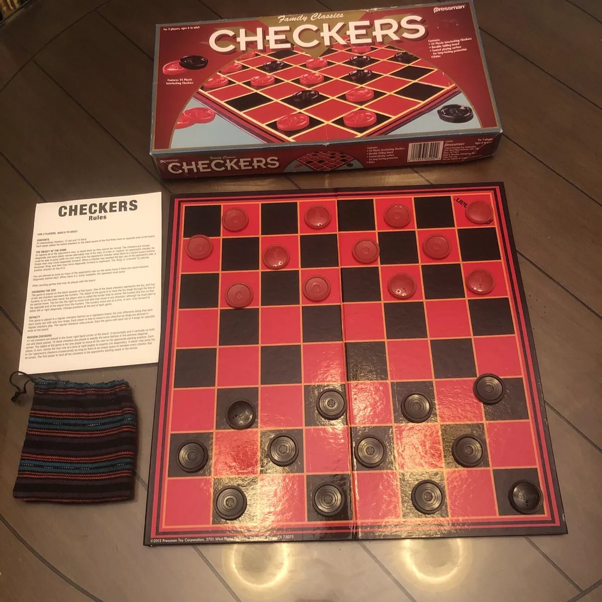  Pressman Checkers - Classic Game With Folding Board and  Interlocking Checkers, 2 Players : Toys & Games