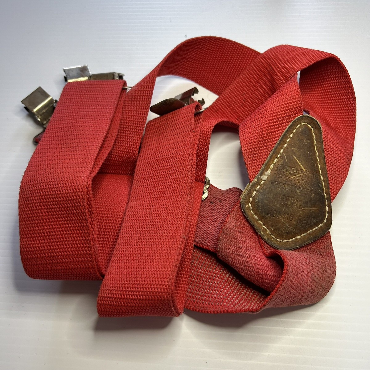 BSA Red Suspenders with Leather Connector TS-562 | eBay