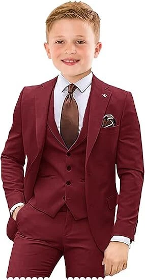 Traje para niños 3 piezas calce ajustado niños traje de esmoquin formal traje de boda blazer conjunto chaleco Foto 2 de 4