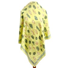 RODIER SHELL YELLOW HAND ROLLED SQUARE silk scarf  35/34 in  #A87