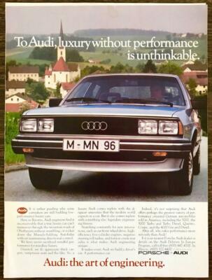 1982 Audi PRINT AD To Audi, Luxury Without Performance Is Unthinkable