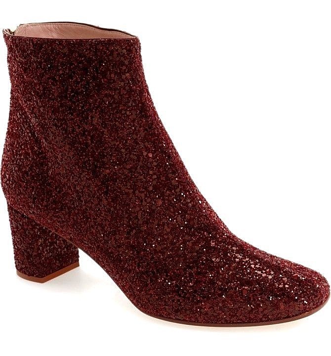KATE SPADE NEW YORK TAL Sequin Sparkle Glitter Burgundy Ankle 