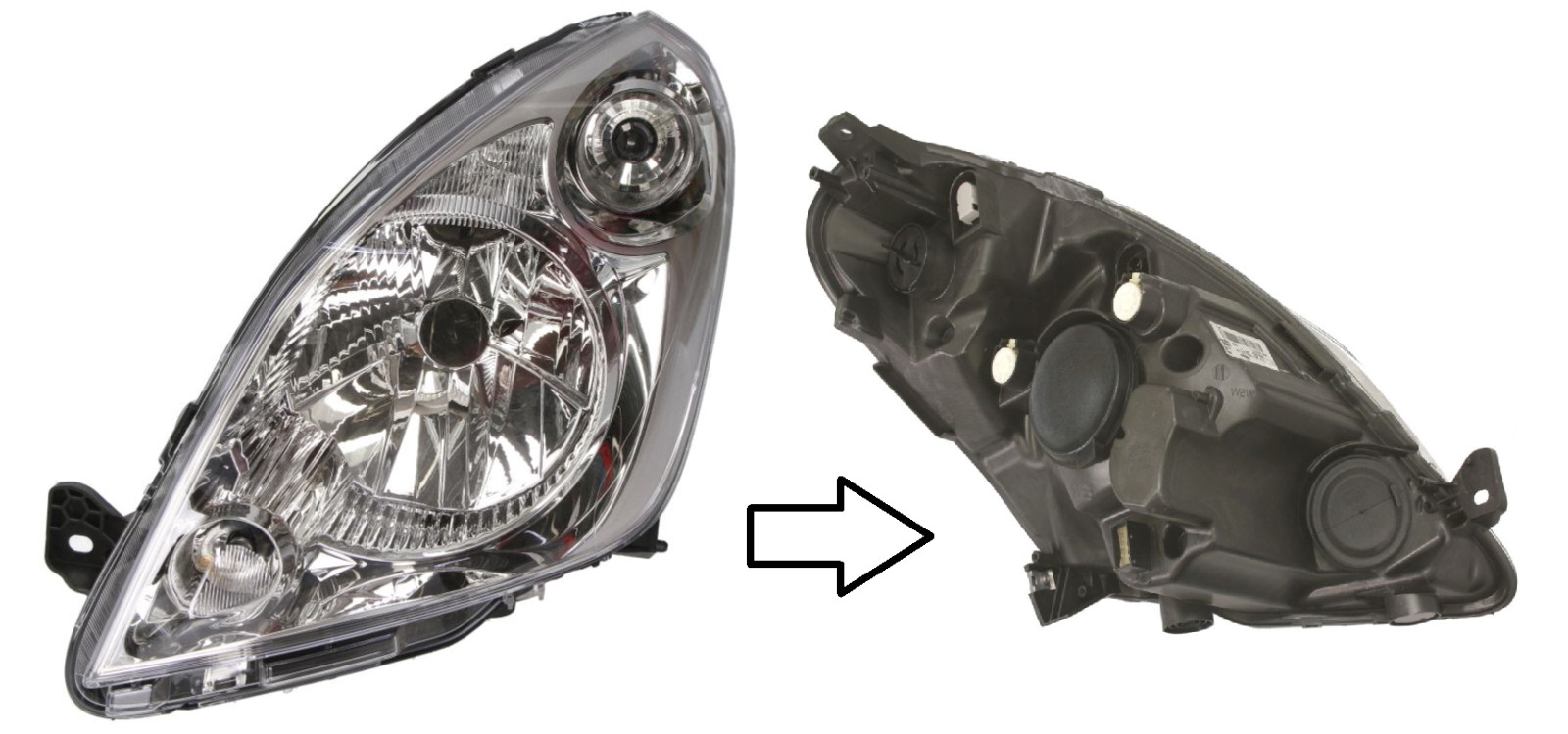 Phare avant gauche Suzuki Splash réglage électrique pour réparer un éclairage défectueux