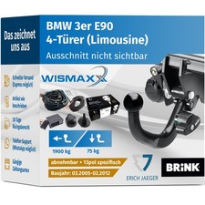 ANHÄNGERKUPPLUNG für BMW 3er E90 05-12 abnehmbar BRINK +13pol E-Satz Erich J