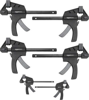 Amazon Basics 6-teiliges Stahl-Federklemmen-Set 10,16 cm & 15,24 cm schwarz grau
