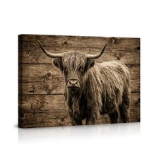 Highland Cow Canvas Poster Wall Art Vintage Style Farm Animal Decor