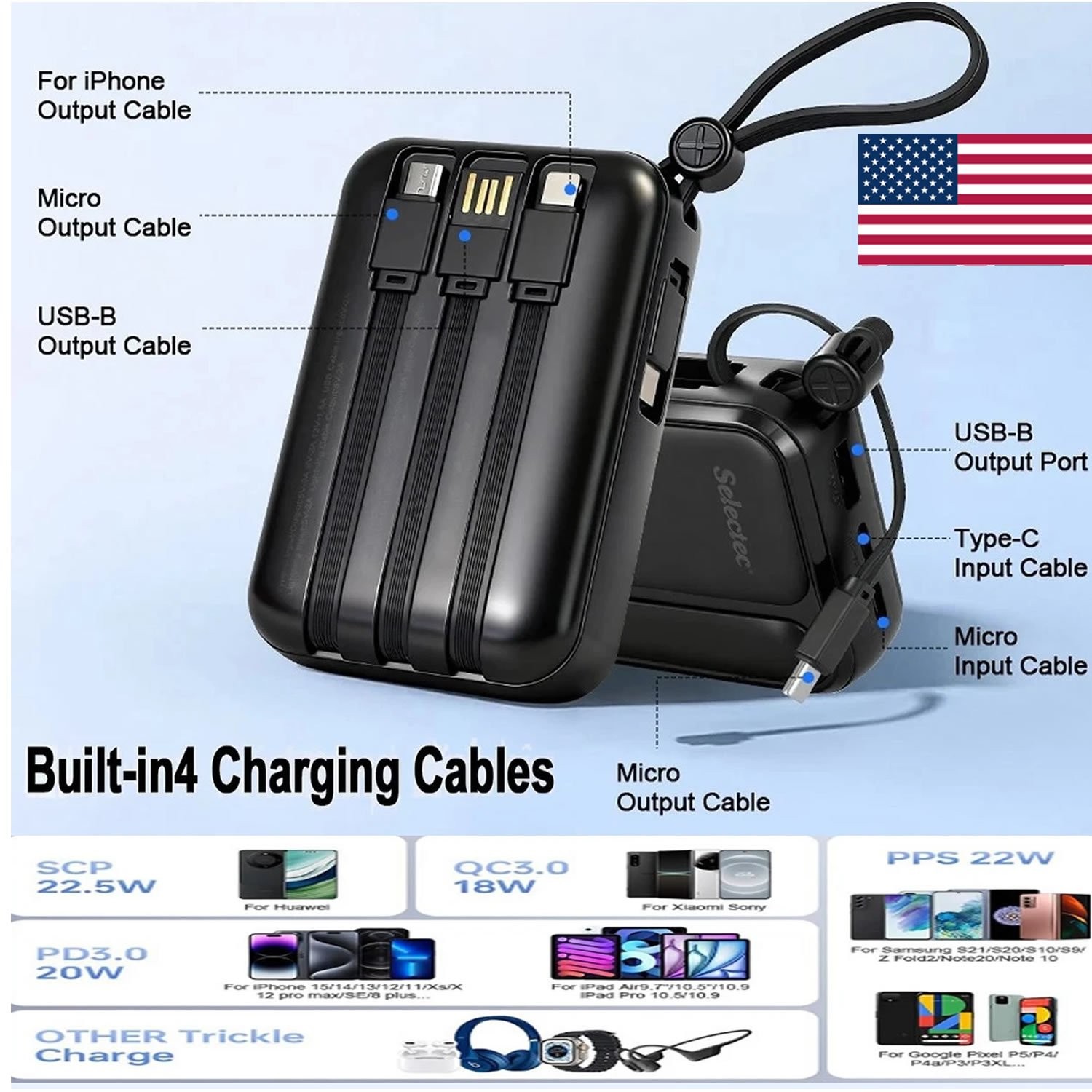 50000mAh Power Bank Portable Fast Charger Battery Pack 4 USB for Mobile Phone
