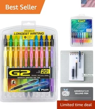 G2 Gel Pens - Ergonomic Grip, 20 Assorted Colors, Fine Point for Smooth Writing