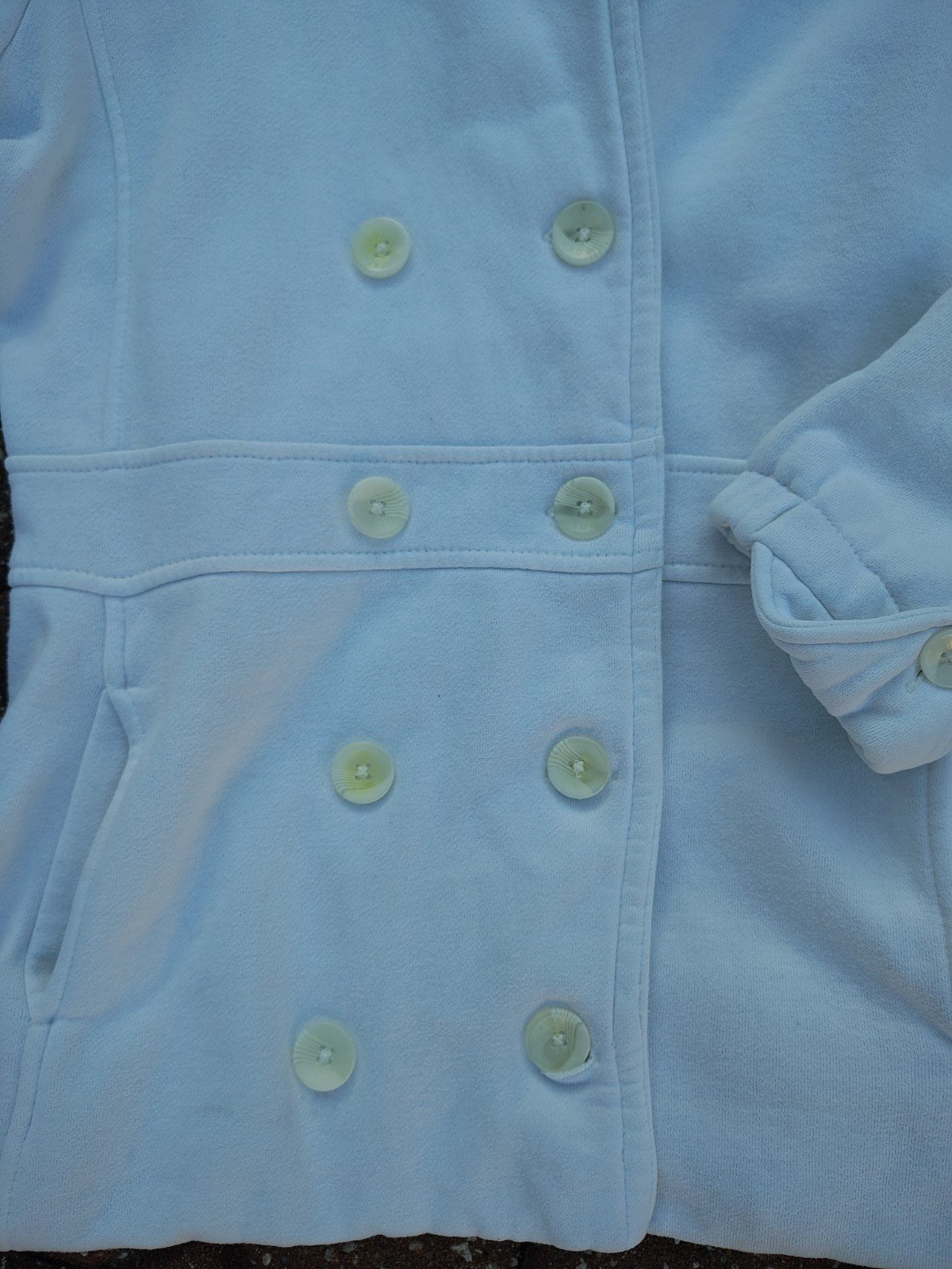 Vintage Roxy White Button Up Double-Breasted Pea … - image 15